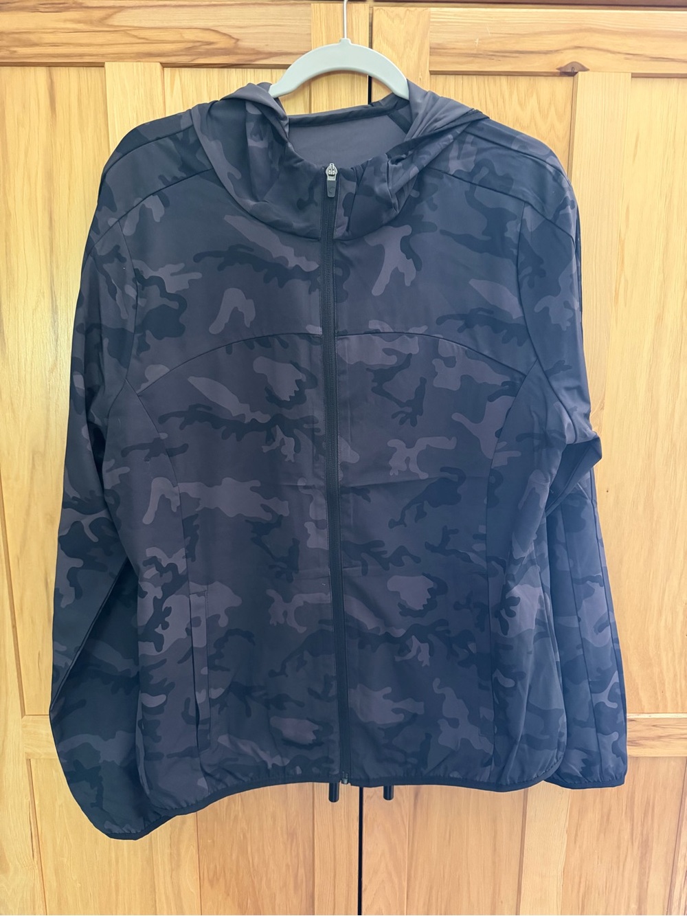 Lightweight Black Camo Hooded Jacket - Women's